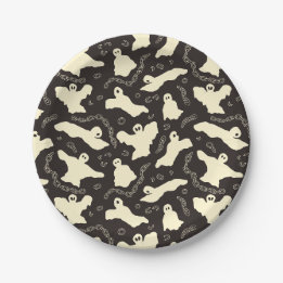 Creamy Ghosts - Halloween pattern. Paper Plates
