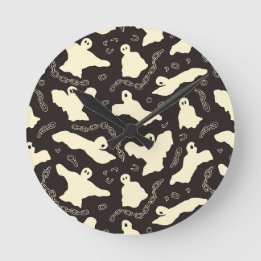 Creamy Ghosts - Halloween pattern. Round Clock