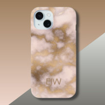 Creamy Gold Pink Marble Pattern