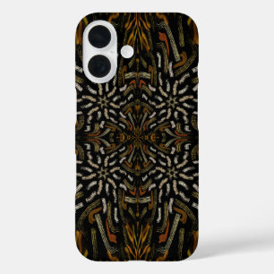 Creamy Golden Yellows Raked Pattern On Black iPhone 16 Case