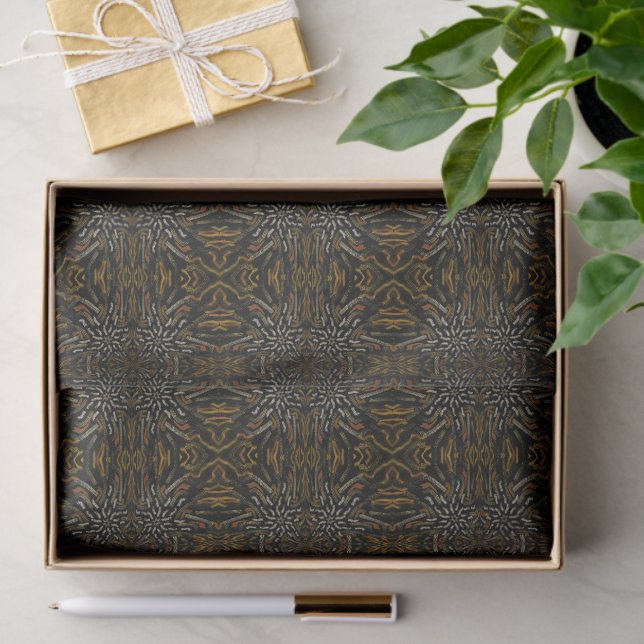 Creamy Golden Yellows Raked Pattern On Black Tissue Paper (Gift)
