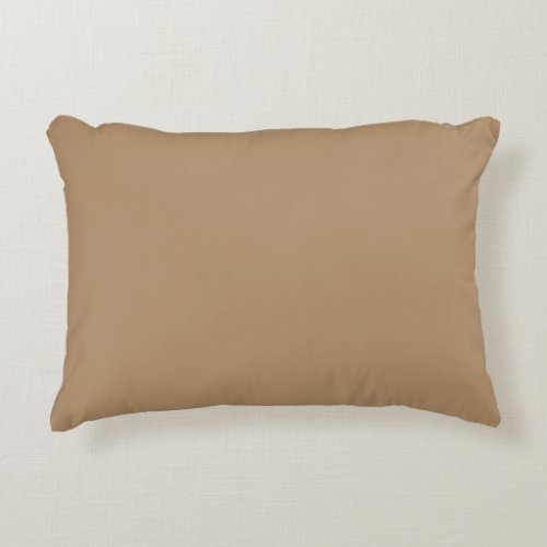 Creamy Iced Coffee Solid Color Print Neutral Accent Pillow