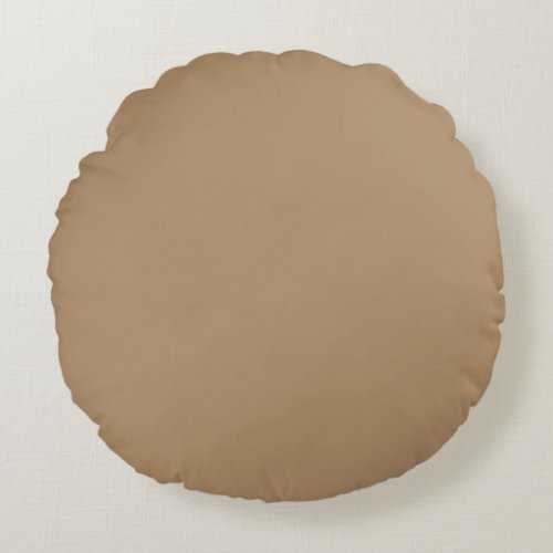 Creamy Iced Coffee Solid Color Print Neutral Round Pillow