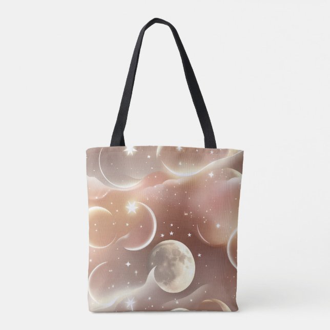 Creamy Ivory Peach Moon Soft Glow Tote Bag (Back)