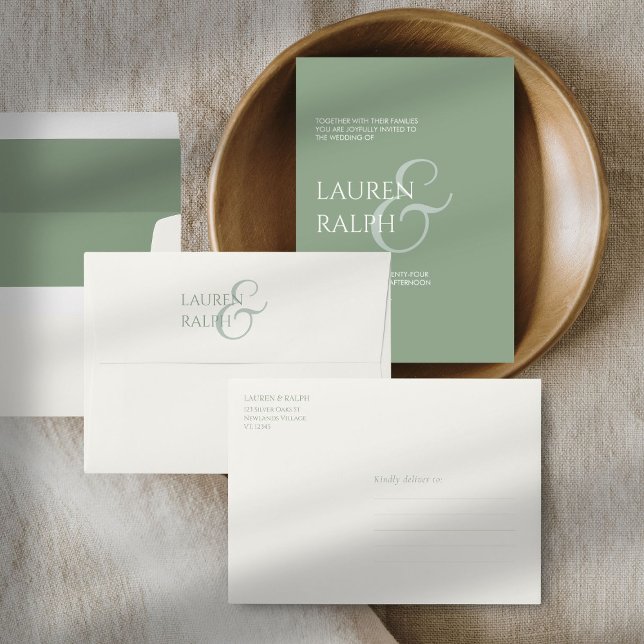 Creamy Ivory & Sage Minimalist Wedding Invitation Envelope (Creator Uploaded)