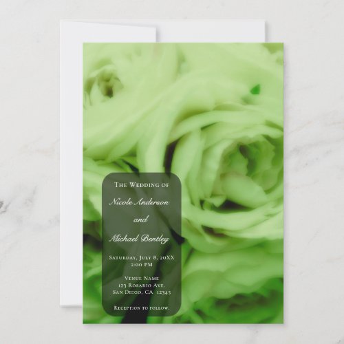 Creamy Lime Green Roses Elegant Minimal Wedding  Invitation