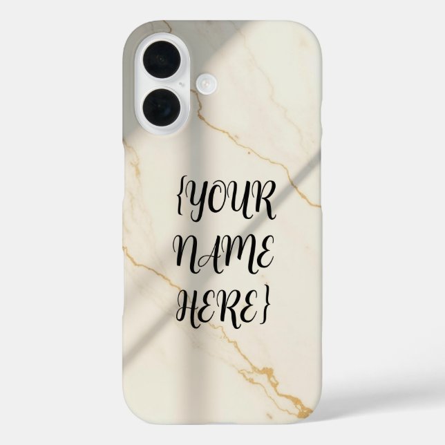 Creamy Marble Monogram Barely There iPhone 16 Case (Back)