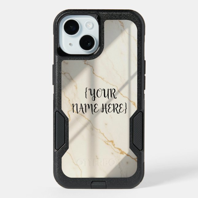Creamy Marble Monogram Otterbox iPhone 15 Case (Back)