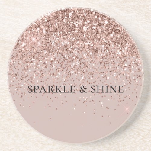 Creamy Mauve Rose Gold Glitter Sparkle Coaster