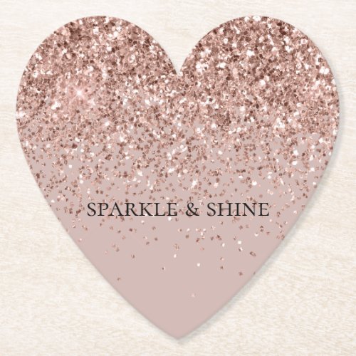 Creamy Mauve Rose Gold Glitter Sparkle Paper Coaster