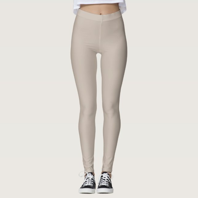 Creamy Mushroom Solid Color Leggings (Front)