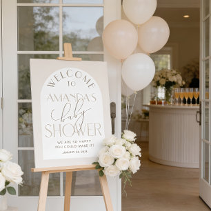 Creamy Neutral Baby Shower Welcome Sign