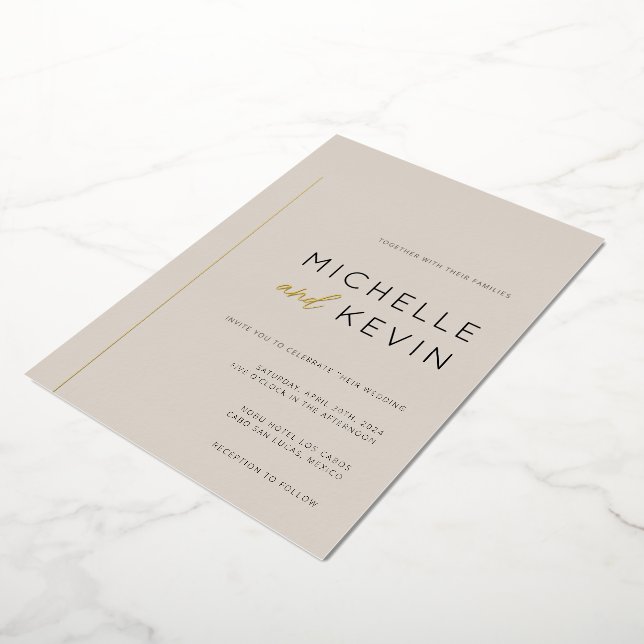 Creamy Neutrals Gold Detail Wedding Foil Invitation (Rotated)