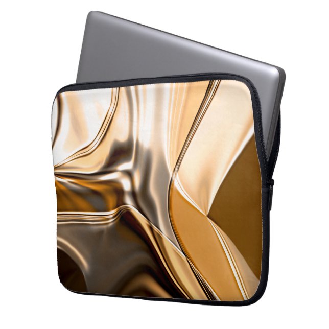Creamy orange to brown twisted reflecting lighting laptop sleeve (Front Left)