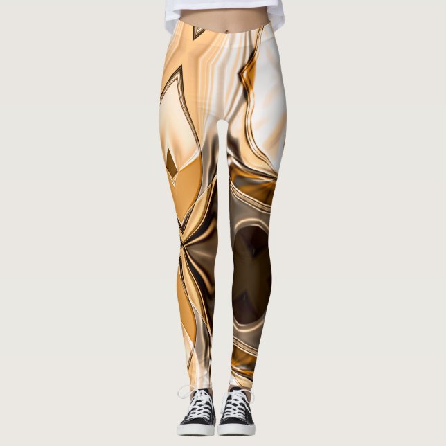 Creamy orange to brown twisted reflecting lighting leggings (Front)