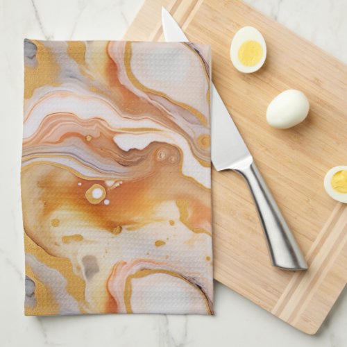 Creamy painterly swirls kitchen towel