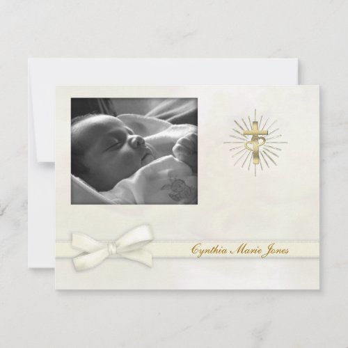 Creamy Pastel Christening Photo Invitation