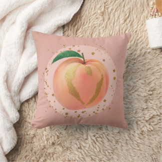 Creamy Peach AI art Throw Pillow