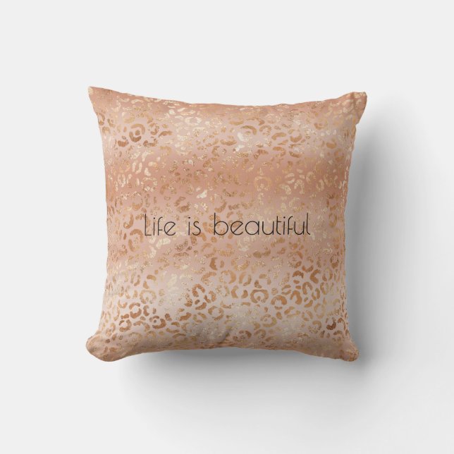 Creamy Peach Leopard Print      Throw Pillow (Front)