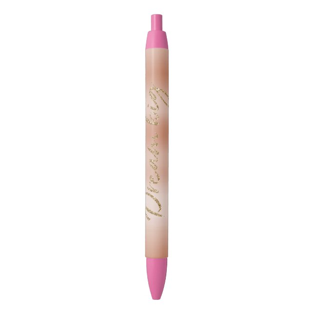 Creamy Peach Rose Blush Gold Dream Glitter Pen (Front Vertical)