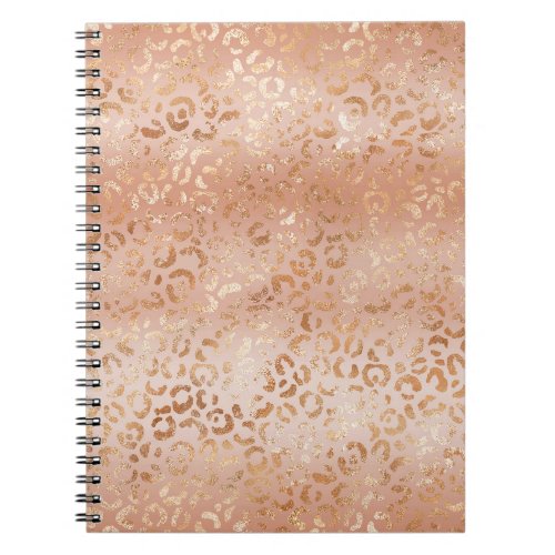 Creamy Peach Rose Blush Leopard Print   Notebook