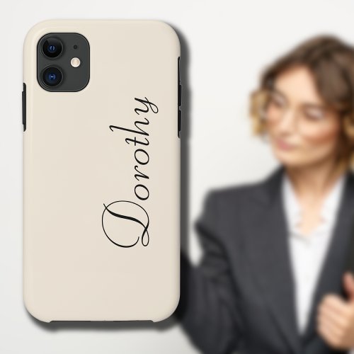 Creamy Pearl Solid Color  Minimalist Name iPhone 11 Case