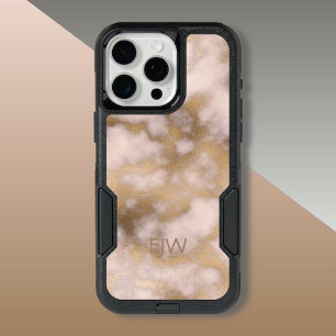 Creamy Pink Marble Monogram Otterbox  iPhone Case