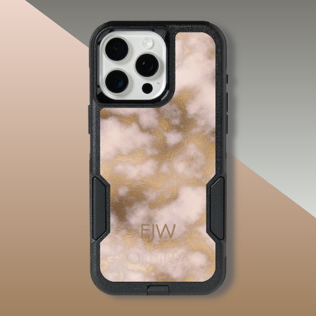 Creamy Pink Marble Monogram Otterbox  iPhone Case (Creator Uploaded)