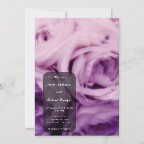 Creamy Purple Lilac Lavender Roses Wedding   Invitation