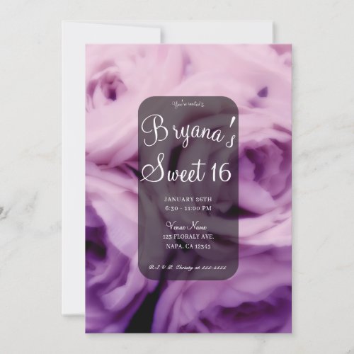 Creamy Purple Lilac Roses Sweet 16 Birthday  Invitation