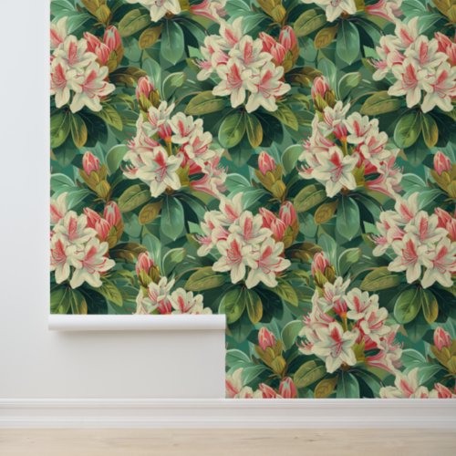 Creamy rhododendron flower blossom with petals wallpaper 