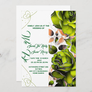Creamy Rose Wedding Invitation Template Printabl