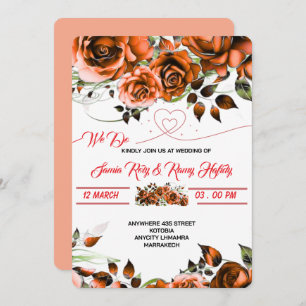 Creamy Rose Wedding Invitation Template Printabl