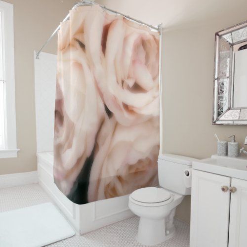 Creamy Soft Pink Peach Roses Shabby_Chic Glam   Shower Curtain