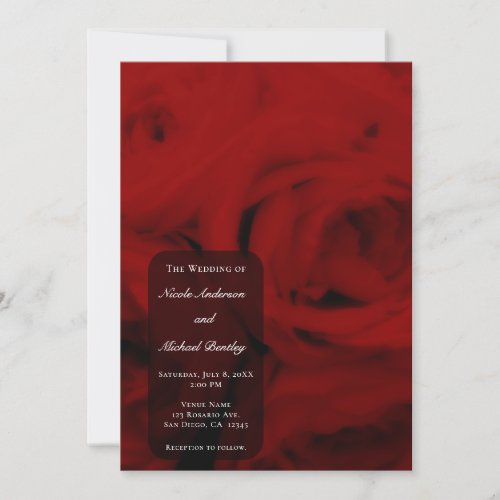 Creamy Soft Red Roses Elegant Minimal Wedding   Invitation