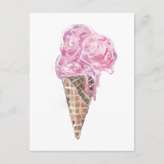 Creamy Strawberry Ice Cream Postcard (Front)