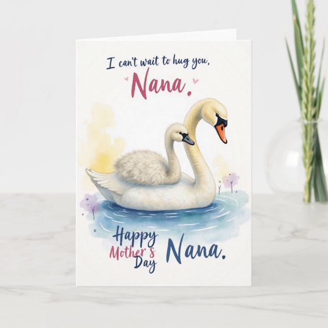Creamy Swan Mothers Day Card (Front)