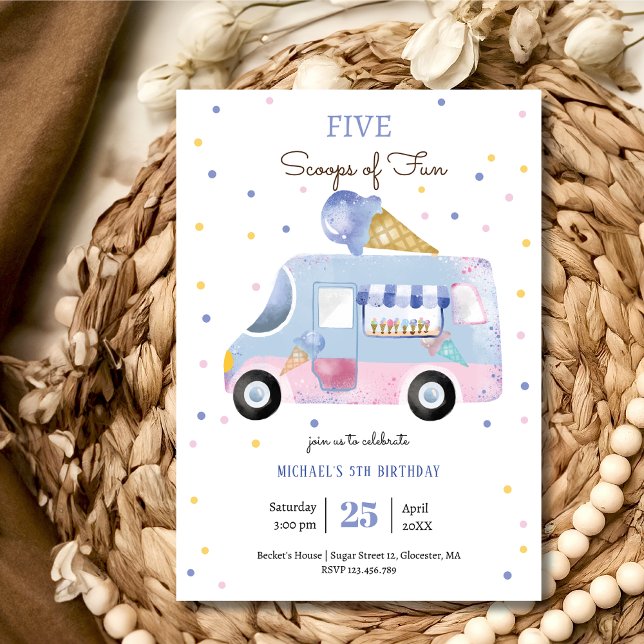 Creamy truck Scoops of fun kids birthday Invitation (Creator Uploaded)