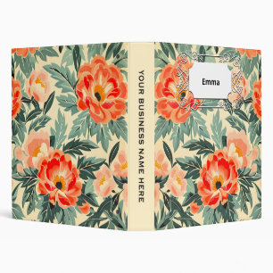 Creamy Vintage Peach Blossom Watercolor 3 Ring Binder
