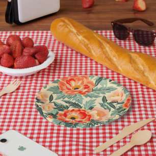 Creamy Vintage Peach Blossom Watercolor Paper Plates