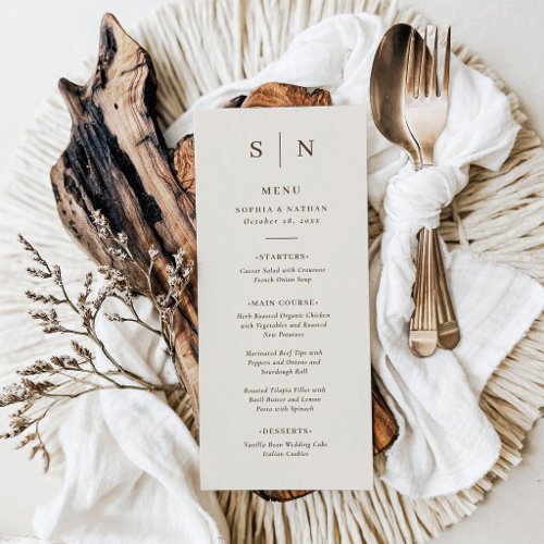 Creamy White and Brown | Minimal and Chic Wedding Menu