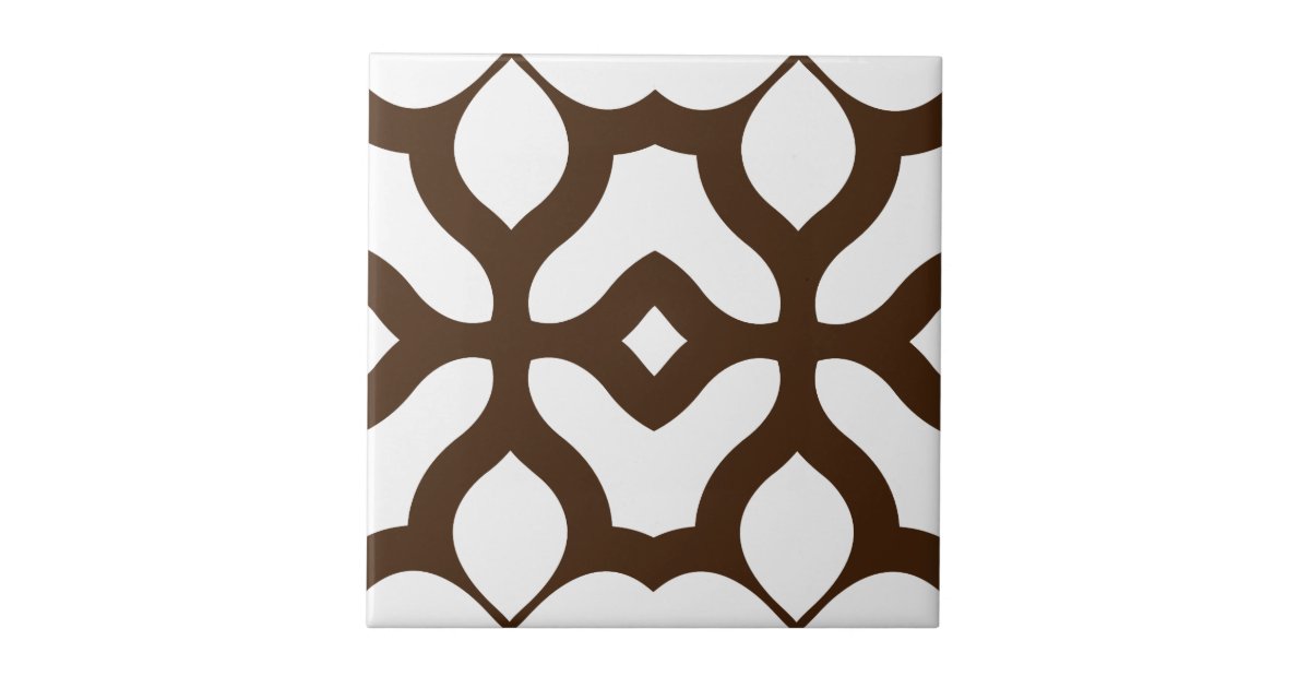 Creamy White and Brown Moroccan Boho Chic Pattern Ceramic Tile | Zazzle.com