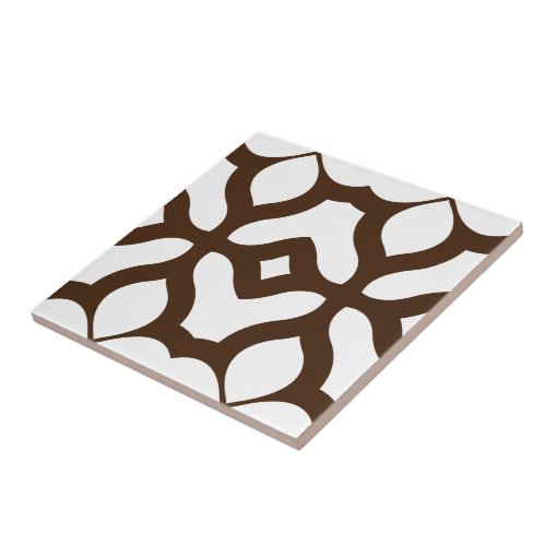 Creamy White and Brown Moroccan Boho Chic Pattern Ceramic Tile | Zazzle