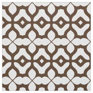 Creamy White and Brown Moroccan Boho Chic Pattern Fabric