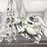Creamy White Anemones Green Eucalyptus Wedding Neck Tie<br><div class="desc">A wedding neck tie featuring watercolor exquisitely detailed wedding florals of roses,  ranunculus,  peonies,  poppies,  dahlias,  anemones and other wedding florals.</div>