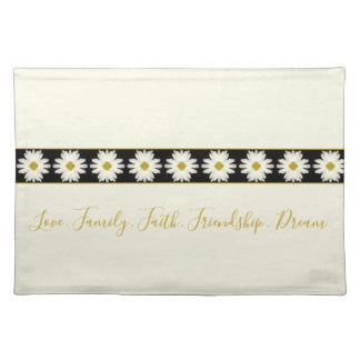 Creamy White Black With Gold Cloth Placemat