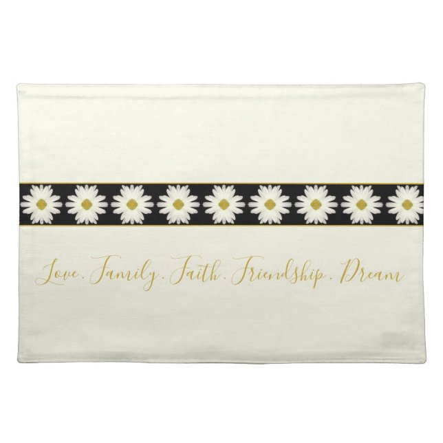Creamy White Black With Gold Cloth Placemat (Front)