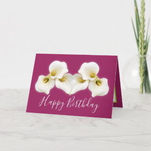 Creamy White Calla Lilies Modern Birthday Card
