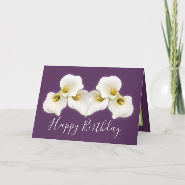 Creamy White Calla Lilies Modern Birthday Card (Front)