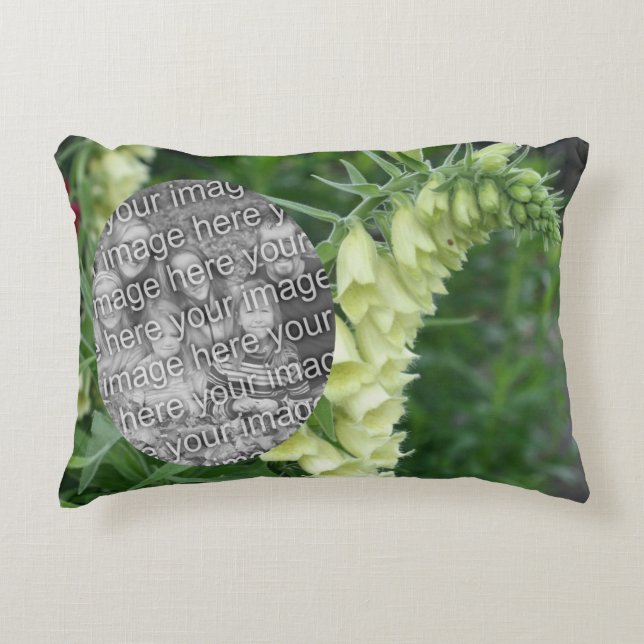 Creamy White Foxglove Flower Create Your Own Photo Accent Pillow (Front)
